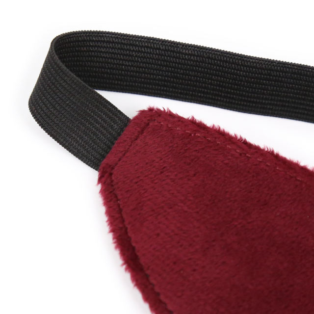 PU Blindfold with Elastic Strap (Black/Dark Red)