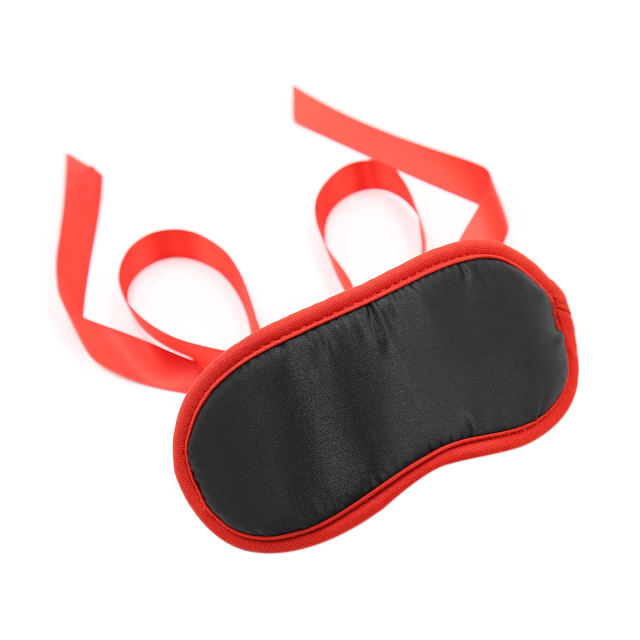 Polyester Blindfold with Silk Strap (Black&Red)