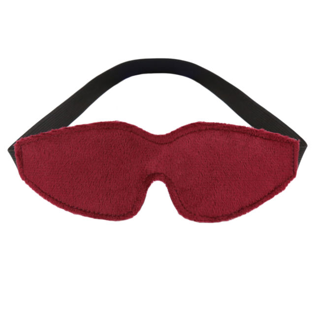 PU Blindfold with Elastic Strap (Black/Dark Red)