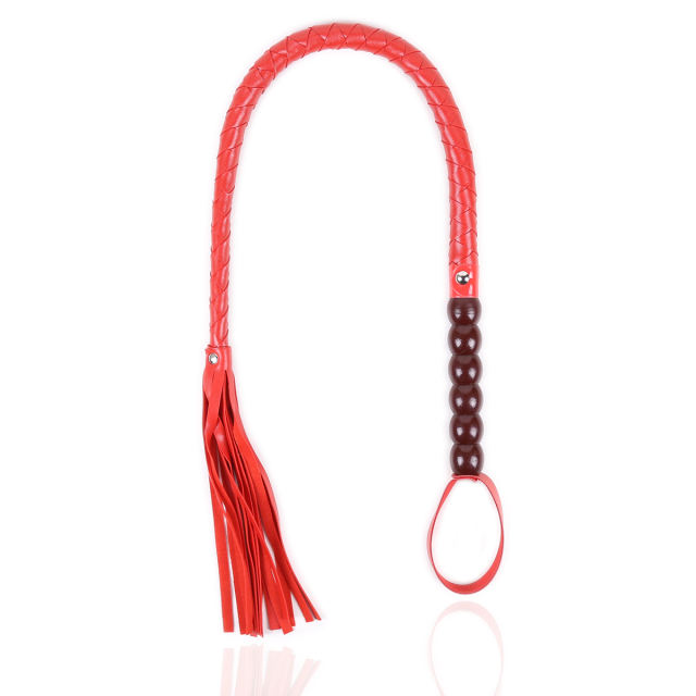 Spanking PU Leather Mahogany Flogger Bondage Whip With Handle Slave Sex Toys For Couples 