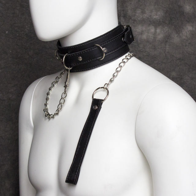 Locking collar with with leash (3 D-ring）
