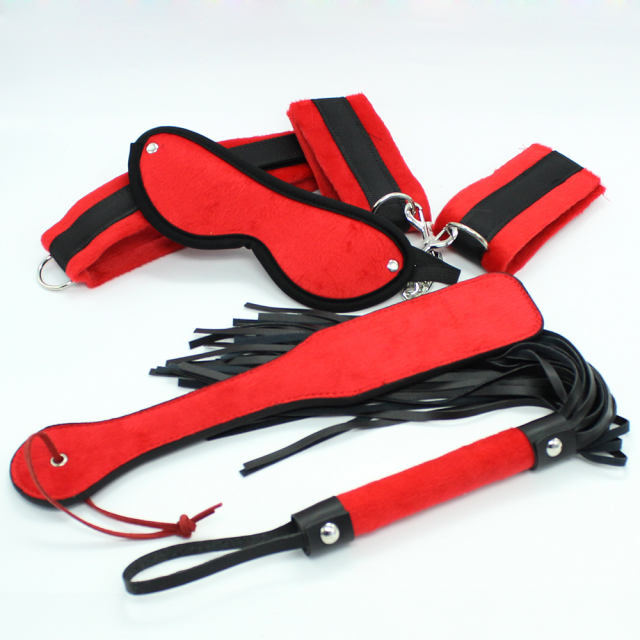 Bondage 5 set(wrist restraints, eye mask, whip, collar  & paddle)