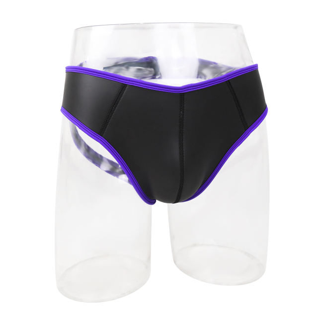 Black neoprene panty with purple binding