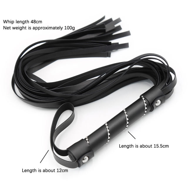 Spanking Bling Leather Flogger Bondage Whip With Handle Slave Sex Toys For Couples 
