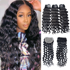 10A Loose Deep Wave Bundles 100 cabello humano con frontal de encaje impecable