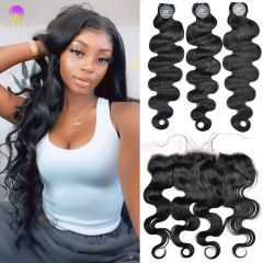 RX-B Body Wave Weave Bundles mit Verschluss atmungsaktiver Haarspitze