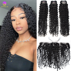 RX-B Deep Curly Bundles With Undetectable Lace Closure Thick End Hair