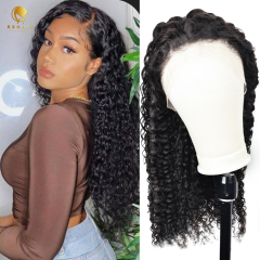 180% Deep curly HD lace frontal handmade wig Glueless Invisible