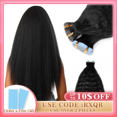 10A Kinky Straight Tap in Hair Extension Remy Echthaar 50g/Stk