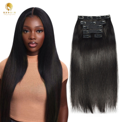 10A Natural Straight Clip In Hair Extension Einfach zu installierendes unverarbeitetes Echthaar