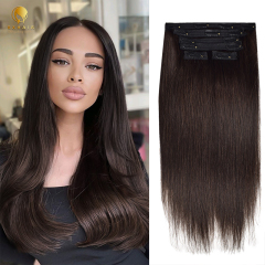 10A Straight Lace Clip in #2 Dark Brown 6pcs/120g 100% human hair