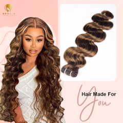 Gorgeous Highlight Honey Blonde Bouncy Body Wave Hair Weave Bundles #4/27 Color