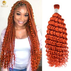Deep Wave 100% Human Hair Ginger Orange 350# Bulk Hair For Braiding Bundles No Weft Braiding Hair Extension