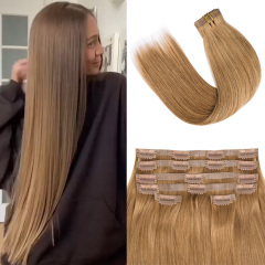 Clip recto natural 10A en la extensión del pelo Fácil de instalar Cabello humano sin procesar