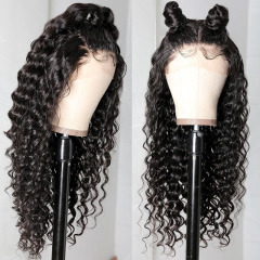 Factory wigs Deep wave Lace Closure Wig Real Human Hair Glueless Wigs Natural Black Color