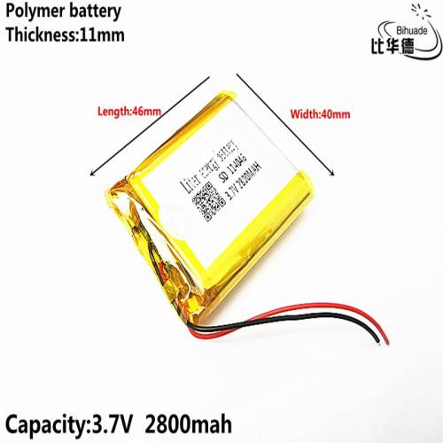 Liter energy battery 3.7V 114046 2800mAh lithium battery early  headlight GPS navigator general polymer batteries