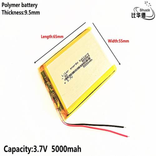 3.7V,5000mAH,955565 Liter energy battery  Polymer lithium ion / Li-ion battery for TOY,POWER BANK,GPS,mp3,mp4