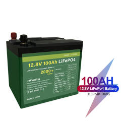 12V 100ah Lifepo4 Battery Pack with Built-in BMS 100AH Waterproof Lithium Ion Batteries for Inverter, Boat Motor No Tax