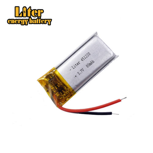 451220 80mAh 3.7v Liter energy battery lithium polymer rechargeable battery For MP3 MP4 MP5 battery bluetooth headset battery