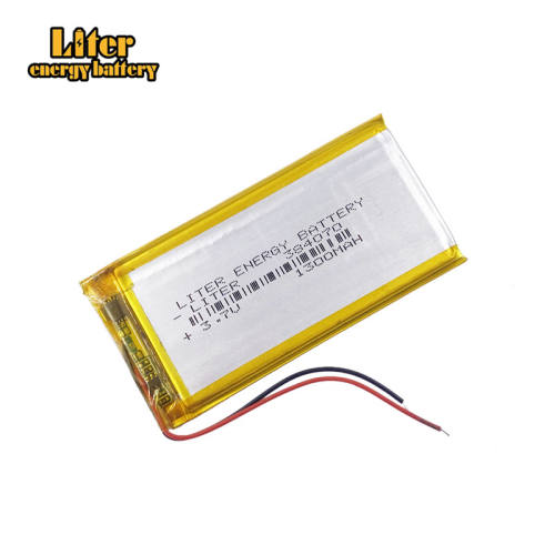 3.7V 1300mAh 384070 polymer lithium rechargeable battery for MP3 GPS DVD bluetooth recorder camera keyboard speaker