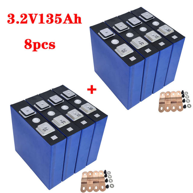 Grade A NEW 3.2V 135Ah Lifepo4 Battery 8PCS Rechargeable Lithium Iron Phosphate Solar 24V 135Ah Cells Not 150Ah 200Ah