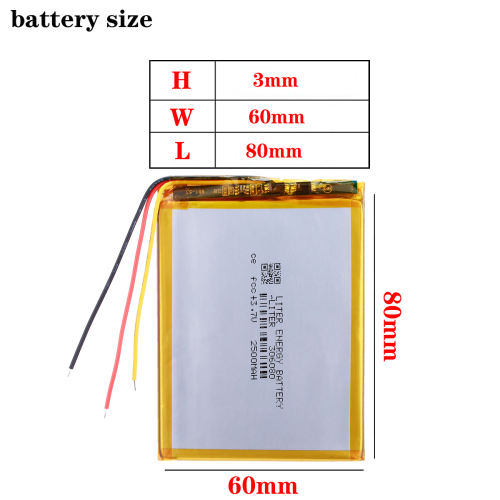 3.7V 2500mAh 306080 BIHUADE rechargeable high quality samll lithium polymer battery With three lines