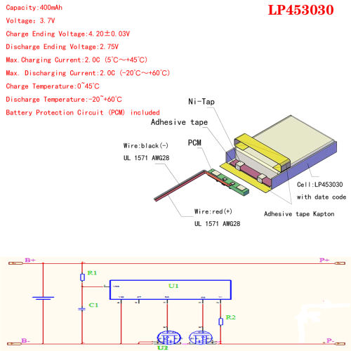 3.7V polymer lithium battery 453030 400MAH BIHUADE MP3 MP4 MP5 speaker wireless telephone electronic dog