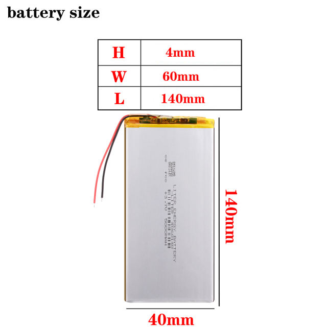 3.7V,5000mAH 4060140 Liter energy battery Polymer lithium ion / Li-ion battery for tablet pc 7 inch 8 inch 9inch