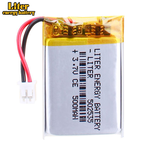 3.7 V  502535 500MAH Polymer lithium battery CE FCC ROHS MSDS quality certification With 2pin PH 2.0mm Plug