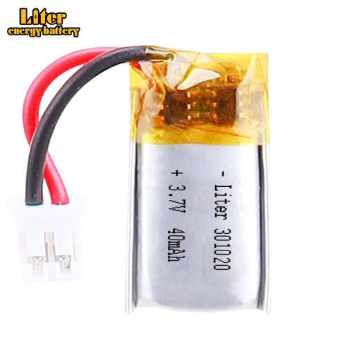 3.7V 301020 40mAH  Liter energy battery lithium polymer battery mp3 Bluetooth headset small toys With 2pin PH 2.0mm Plug