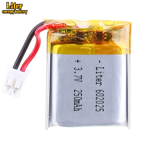 3.7V 250mah 602025 Li-polymer Rechargeable Battery For  Smart Watch LED Lamps Bluetooth Speakers With 2pin PH 2.0mm Plug
