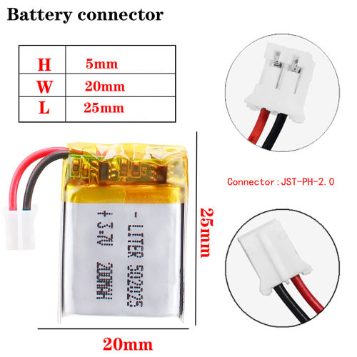 Liter energy battery 3.7V 502025 210MAH polymer lithium MP3 MP4 MP5 GPS Bluetooth small toys With 2pin PH 2.0mm Plug