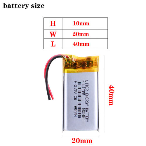 3.7V 102040 800mAh BIHUADE Polymer Lithium ion / Li-ion Battery For GPS Mp3 Mp4 Radio-controlled Electrical Device DVR CAM