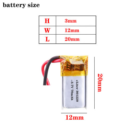 3.7V 301220 70mah Liter energy battery MP3 camera pen bluetooth headset wireless mouse battery
