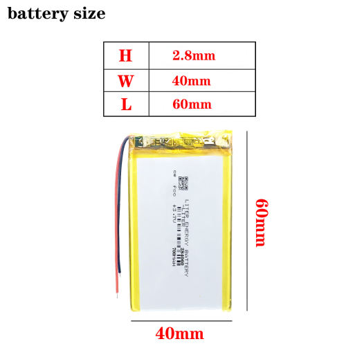 3.7V 284060 700mAH Liter energy battery polymer lithium batteries For GPS Camera intercom