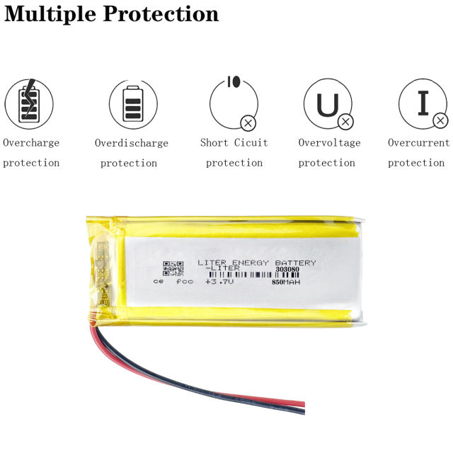 3.7V 303080 850mAh Liter energy battery polymer lithium battery Tablet PC universal mobile phone battery clip