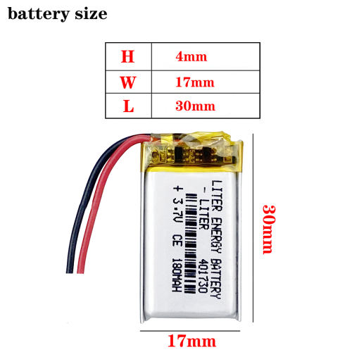 180mAh 3.7V 401730 Lithium Polymer Rechargeable battery is For Mp3Mp4 Mp5 DIY bluetooth heads remote