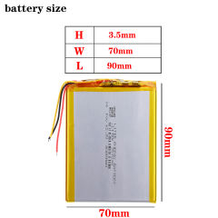 3 line 357090 3.7V 4000mah Liter energy battery Rechargeable Lithium Polymer Batteries for S18 7/8/9 inch Tablet PC