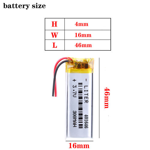 3.7v 300mAh 401646 Liter energy battery lithium li ion polymer rechargeable battery pack for digital products