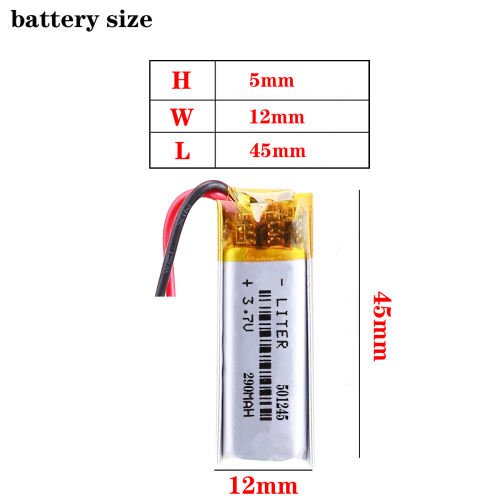 3.7V 501245 290mah Liter energy battery Lithium Polymer Rechargeable Battery For GPS Bluetooth headset speaker Reading pen