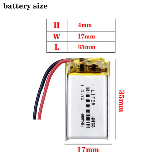 3.7V 400mAh 401735 Liter energy battery Lithium Polymer Rechargeable Battery For GPS  bluetooth headphone headset