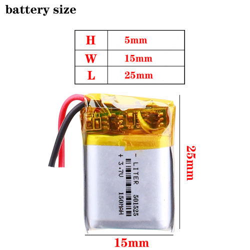 3.7V 150mAH 501525 Liter energy battery polymer lithium ion / Li-ion battery for smart watch,BLUE TOOTH,GPS,mp3,mp4,toy,speaker