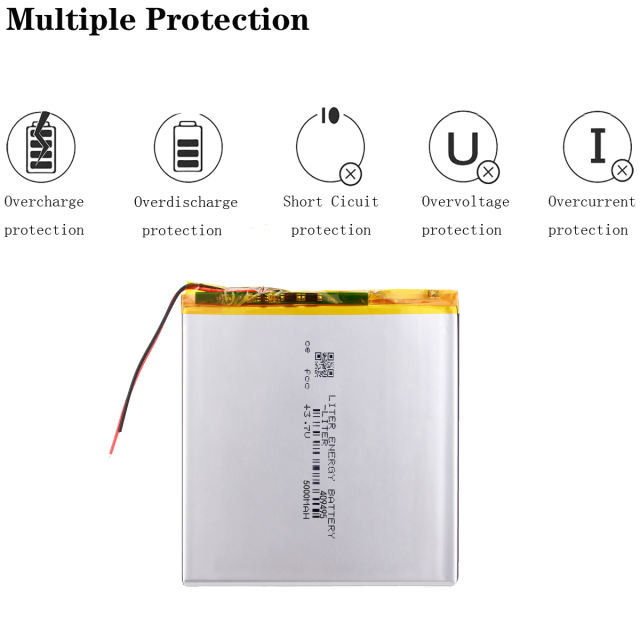 3.7V 5000mAH 409495 Liter energy battery Polymer lithium ion / Li-ion battery for tablet pc 7 inch 8 inch 9inch