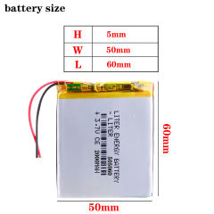 3.7 V 505060 2000mah BIHUADE lithium polymer battery GPS navigation Li-Po Rechargeable Battery For MP4 MP5 DVD Cell Phone