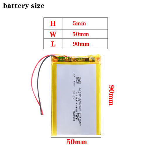 3.7V 3000mah polymer lithium battery 505090 for video communication transmitter module camera With three wires