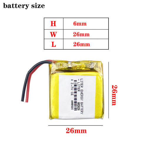 3.7V 400mAh 602626 Liter energy battery Lithium Polymer Rechargeable Battery For GPS  bluetooth headphone headset