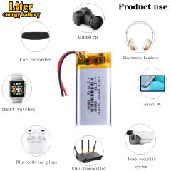 3.7V 500mAH 602040 BIHUADE polymer lithium ion Rechargeable battery With PCB for dvd GPS mp3 mp4 PDA Smart Watch