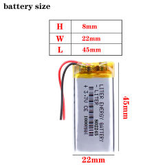 3.7V 802245 1000mAh BIHUADE lithium polymer Rechargeable battery For Bluetooth Headset Speaker