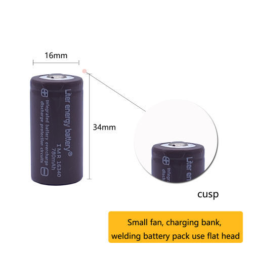 Liter energy battery 2pcs RCR 123 16340 780mAh 3.7V Li-ion Rechargeable Battery Lithium Batteries with Retail Package