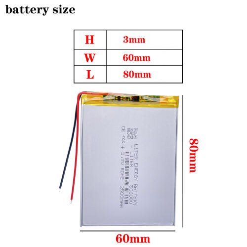306080 Tablet pc 3.7V 2500mAH polymer lithium ion Rechargeable battery  for 7 inch 8 inch 9inch tablet pc E-book